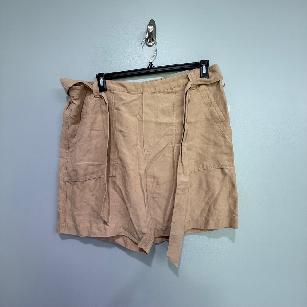 Soft Surroundings Ojai Shorts Sesame Tan Linen Blend Tie Waist XL